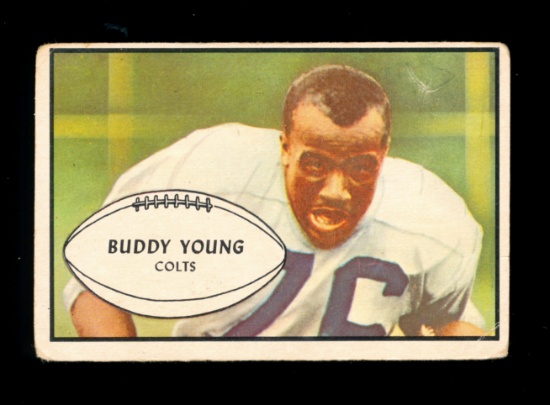 1953 Bowman Football Card #30 Buddy Young Baltimore Colts.