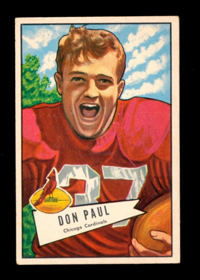 1952 Bowman Large Football Card #103 Don Paul Chicago Cardinals.