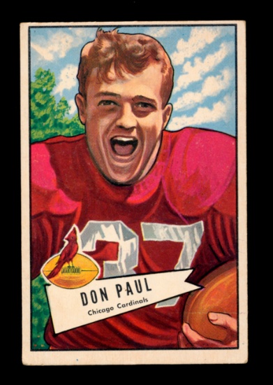 1952 Bowman Large Football Card #103 Don Paul Chicago Cardinals.