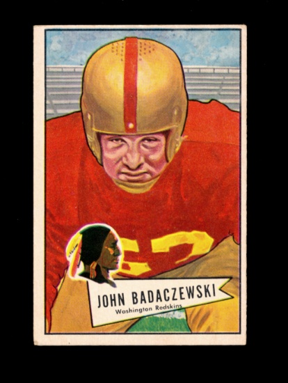 1952 Bowman Large Football Card #112 John Badaczewski Washington Redskins.