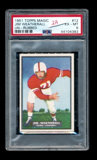 1951 Topps Magic ROOKIE Football Card #12 Rookie Jim Weatherall Oklahoma So