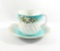 Vintage Blue Flowered Mustache Mug with Saucer. Made in Germany.