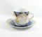 Vintage Blue and Gold Mustache Mug and Saucer.