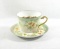 Vintage Porcelain Flowered Mustache Mug with Saucer.