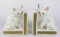 Pair of Left on Porcelain/Ceramic Cat Bookends.