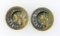 Pair of Antique 1.32 inch Dia. Metal Buttons