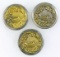 3 Antique 1.35 Inch Dia. Metal Buttons