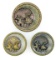 Set of 3 Antique (1) 1.85 In Dia., (2) 1.5 In Dia. Metal Buttons
