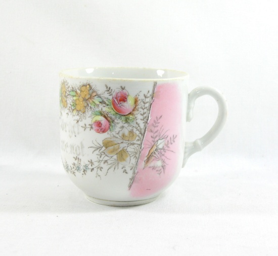 Vintage "Forget Me Not" Mustache Mug. Made in Germany.