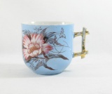 Vintage Flowered Porcelain/Ceramic Mustache Mug.