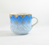 Vintage Blue and Gold Mustache Mug.