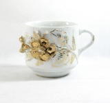 Vintage Gold Flowered Mustache Mug