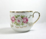 Vintage Flowered Porcelain/Ceramic Mustache Mug.