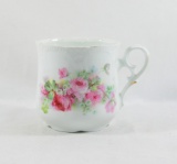 Vintage Porcelain/Ceramic Mustache Mug with Flowers.