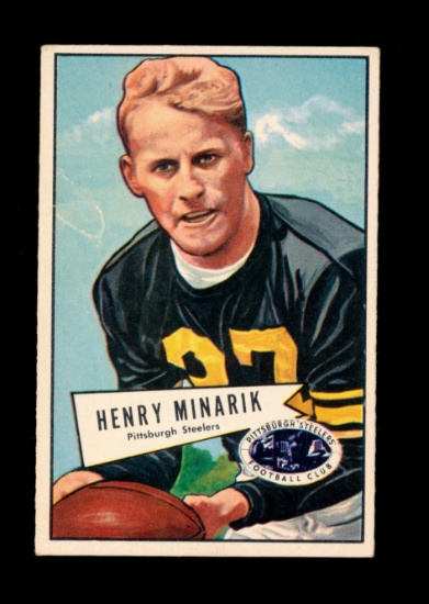 1952 Bowman Large ROOKIE Football Card #82 Harry Minarik Pittsburgh Steeler