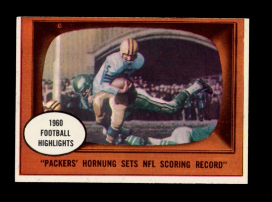1961 Topps Football Card #38 Hall of Famer Paul Hornung (In Action) Green B