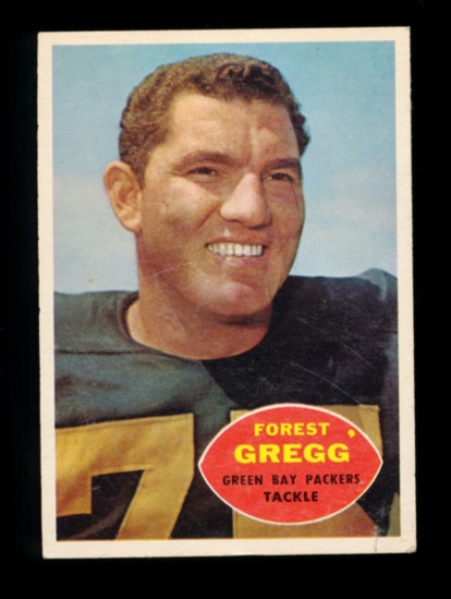 1960 Topps ROOKIE Football Card #56 Rooke Hall of Famer Forest Gregg Green