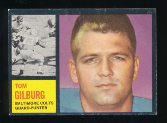 1962 Topps Football Card #7 Tom Gilburg Baltimore Colts