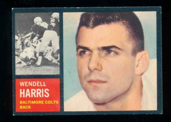 1962 Topps Football Card #11 Wendall Harris Baltimore Colts.   Short Print