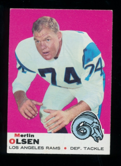1969 Topps Football Card #34 Hall of Famer Merlin Olsen Los Angeles Rams