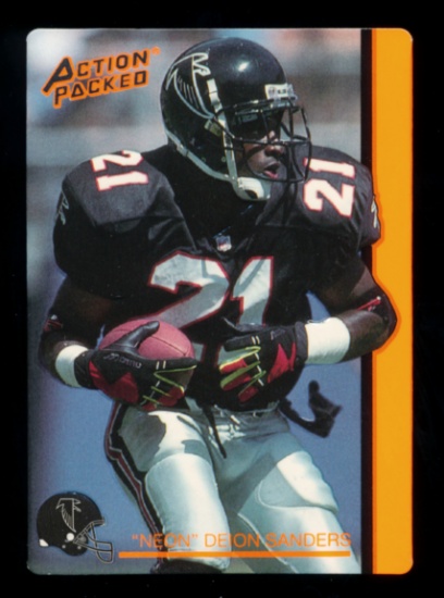 1992 Rare Action Packed Neon 84N Football Card #21 Dion Sanders Atlanta Fal