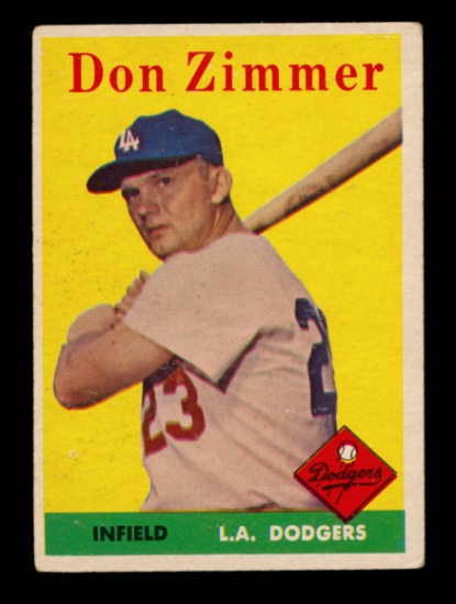 1958 Topps Baseball Card #77 Don Zimmer Los Angeles Dodgers