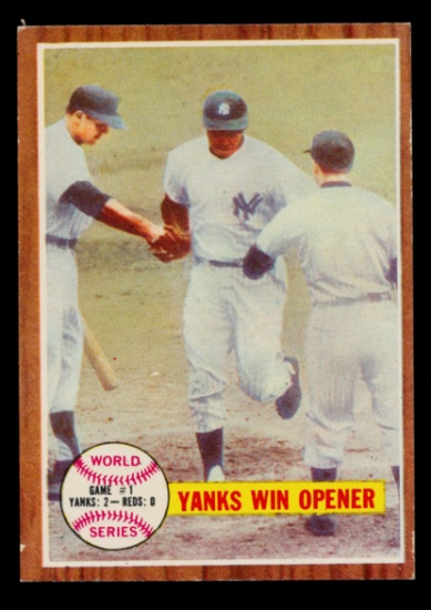 1962 Topps Baseball Card #232 World Series Game #1 "Yanks Win Opener"