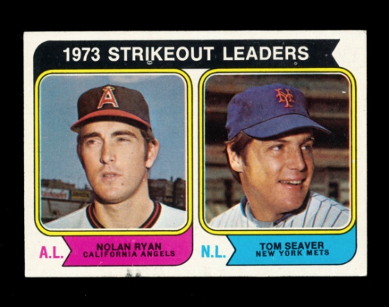 1974 Topps Baseball Card #207 Strikeout Leaders: Nolan Ryan-Tom Seaver