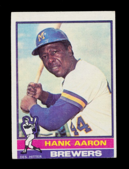 1976 Topps Baseball Card #550 Hall of Famer Hank Aaron Milwaukee Brewers