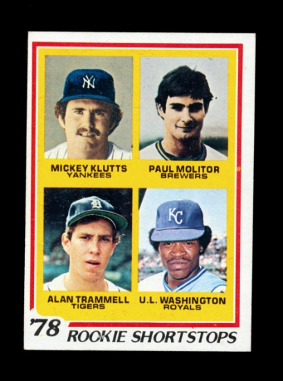 1978 Topps Baseball Card #707 Rookie Shortstops: Alan Trammell-Paul Molitor