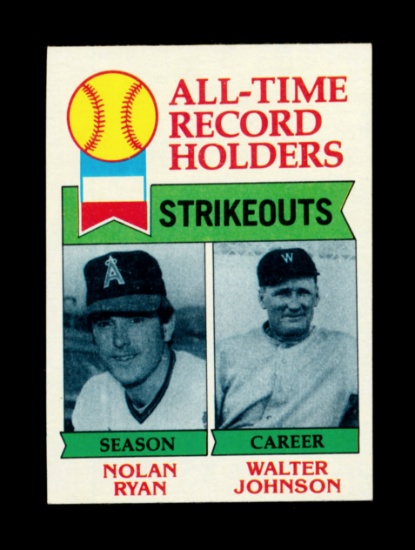 1979 Topps Baseball Card #417 All Time Record Holders Strikeouts: Nolan Rya