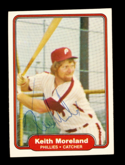 1982 Fleer AUTOGRAPHED Baseball Card #252 Keith Moreland Philadelphia Phill