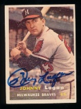 1957 Topps AUTOGRAPHED Baseball Card #4 Johnny Logan Milwaukee Braves. Sign