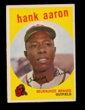 1959 Topps Baseball Card #380 Hall of Famer Hank Aaron Milwaukee Braves. Creased Front Left