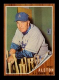 1962 Topps Baseball Card #217 Hall of Famer Walt Alston Manager Los Angeles