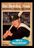 1962 Topps Baseball Card #390 All Star Hall of Famer Bill Mazeroski Pittsbu