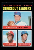 1971 Topps Baseball Card #72 National League Strikeout Leaders: Bob Gibson-