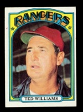 1972 Topps Baseball Card #510 Hall of Famer Ted Williams Texas Rangers Mana