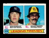1979 Topps Baseball Card #8 Leading Firemen: Rollie Fingers-Rich Gossage