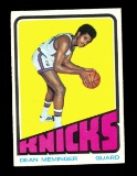 1972 Topps Basketball Card #88 Dean Meminger New York Knicks