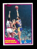 1981 Topps Basketball Card #106 Kareem Abdul Jabbar Los Angeles Laker Super