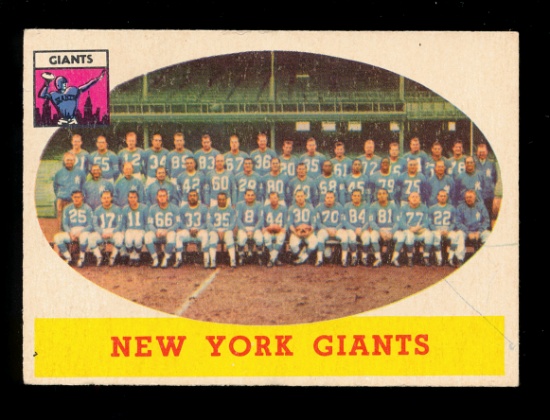 1958 Topps Football Card #61 New York Giants Team Card