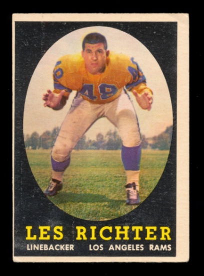 1958 Topps Football Card #105 Hall of Famer Les Richter Los Angeles Rams