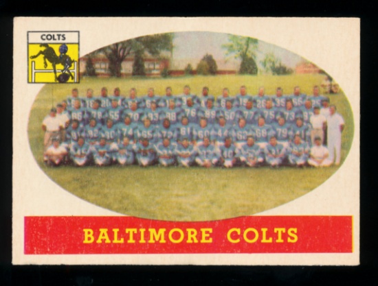 1958 Topps Football Card #110 Baltimore Colts Team Card