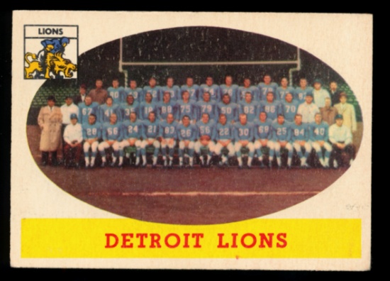 1958 Topps Football Card #115 Detroit Lions Team Card