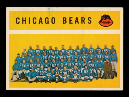 1960 Topps Football Card #21 Chicago Bears Team/Checklist. Unchecked