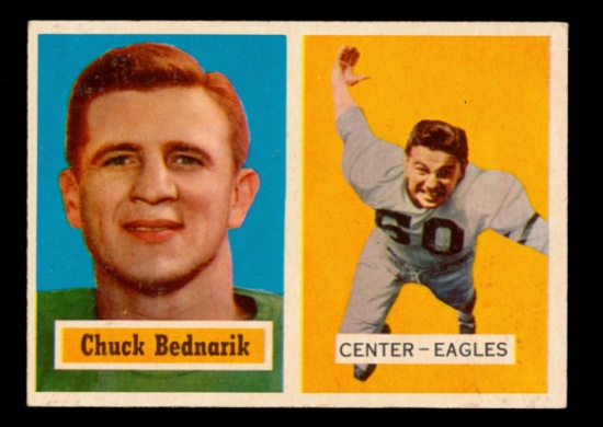 1957 Topps Football Card #49 Hall of Famer ChucK Bednarik Philadelphia Eagl