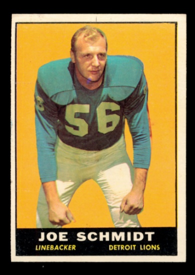 1961 Topps Football Card #36 Hall of Famer Joe Schmidt Detroit Lions