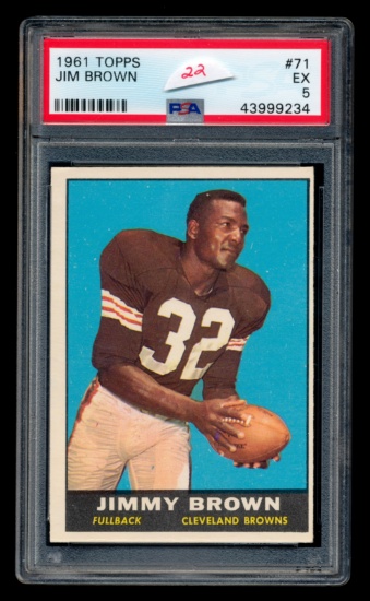 1961 Topps Football Card #71 Hall of Famer Jim Brown Cleveland Browns. Grad