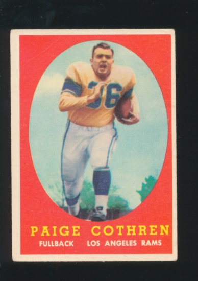 1958 Topps Football Card #92 Paige Cothren Los Angeles Rams